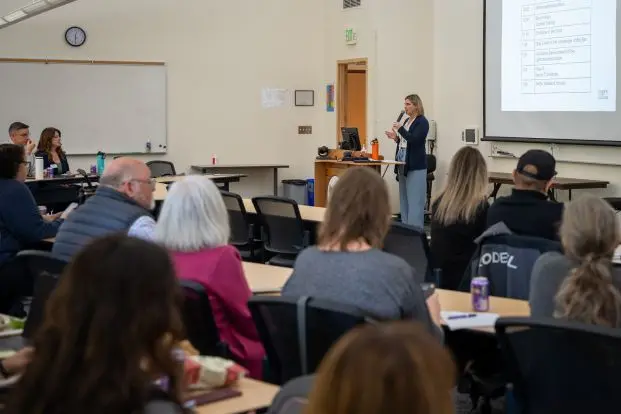 Alyson Rotter speaks at the Big Blur kickoff