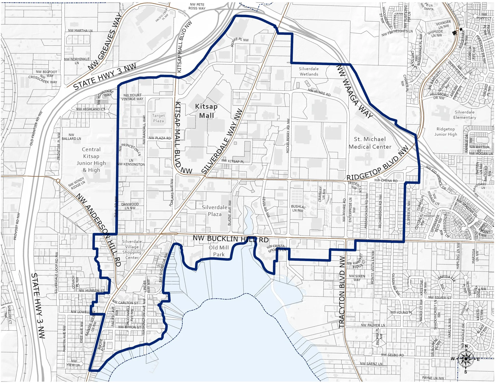 Map of the Silverdale Center plan boundary